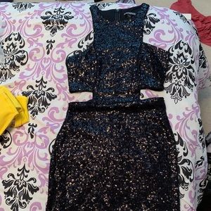Express cutout black sequin dress